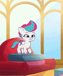 Size: 294x356 | Tagged: safe, imported from derpibooru, screencap, zipp storm, pegasus, pony, spoiler:g5, spoiler:my little pony: tell your tale, spoiler:tyts01e02, adorazipp, animated, bouncing, chair, cropped, cushion, cute, feathered wings, female, filly, filly zipp storm, flashback, foal, folded wings, g5, gif, jumping, loop, my little pony: tell your tale, smiling, solo, weapons-grade cute, wings, younger, zipp's flight school