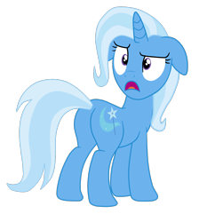 Size: 1488x1594 | Tagged: safe, artist:gmaplay, imported from derpibooru, trixie, pony, unicorn, butt, ears back, female, full body, hooves, horn, looking back, mare, open mouth, plot, raised eyebrow, rear view, shrunken pupils, simple background, solo, standing, tail, the great and powerful ass, transparent background