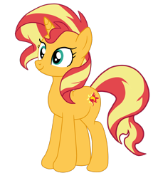 Size: 1578x1779 | Tagged: safe, artist:gmaplay, imported from derpibooru, sunset shimmer, pony, unicorn, equestria girls, equestria girls series, spring breakdown, spoiler:eqg series (season 2), cute, female, full body, hooves, horn, mare, shimmerbetes, simple background, smiling, solo, standing, tail, transparent background