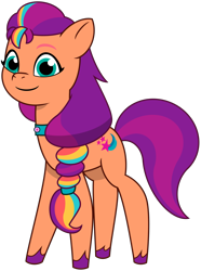 Size: 3765x5049 | Tagged: safe, artist:emeraldblast63, imported from derpibooru, sunny starscout, earth pony, pony, absurd resolution, female, full body, g5, hooves, mane stripe sunny, mare, my little pony: tell your tale, simple background, smiling, solo, standing, tail, transparent background, unshorn fetlocks, vector