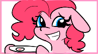 Size: 195x108 | Tagged: safe, artist:tjpones, pinkie pie, /pnk/, aggie.io, grin, looking at you, lowres, nervous, nervous grin, pregnancy test, pregnant, smiling, solo