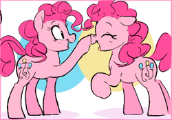 Size: 400x278 | Tagged: safe, artist:hattsy, artist:parfait, pinkie pie, /pnk/, aggie.io, boop, eyes closed, lowres, raised hoof, self ponidox, smiling