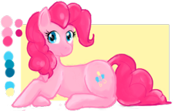 Size: 315x203 | Tagged: safe, pinkie pie, /pnk/, aggie.io, color palette, lowres, simple background, sitting, solo