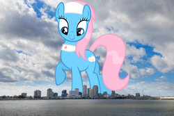 Size: 1280x853 | Tagged: safe, artist:sierraex, artist:thegiantponyfan, imported from derpibooru, lotus blossom, earth pony, pony, female, giant lotus blossom, giant pony, giant/macro earth pony, giantess, highrise ponies, irl, looking down, louisiana, macro, mare, mega giant, mega lotus blossom, new orleans, photo, ponies in real life, raised hoof, smiling, spa pony, story included