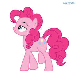 Size: 1500x1500 | Tagged: safe, alternate version, artist:sscorpionsss, imported from derpibooru, pinkie pie, earth pony, pony, animated, eyelashes, female, gif, lidded eyes, mare, profile, simple background, smiling, solo, walk cycle, walking, white background