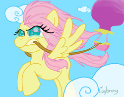 Size: 1024x798 | Tagged: safe, artist:thebrokencog, imported from derpibooru, fluttershy, the return of harmony, cloud, hot air balloon, sky