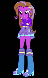 Size: 828x1324 | Tagged: safe, artist:greenmachine987, edit, imported from derpibooru, oc, equestria girls, 1000 hours in gimp, black background, boots, clothes, editor needed, high heel boots, hoodie, recolor, shirt, shoes, simple background, skirt, solo