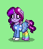 Size: 63x71 | Tagged: safe, artist:dematrix, imported from derpibooru, oc, oc:sulia rahmadani, pony, unicorn, pony town, bow, clothes, female, green background, mare, pixel art, rainbow socks, simple background, skirt, socks, solo, striped socks, tail, tail bow