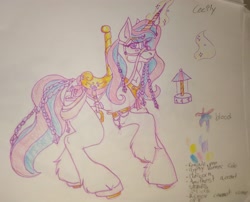 Size: 3252x2628 | Tagged: safe, artist:kandovanykocicka, imported from derpibooru, oc, oc:cecily, unicorn, reins, saddle, tack, traditional art