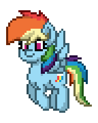 Size: 192x240 | Tagged: safe, artist:twilyisbestpone, derpibooru exclusive, imported from derpibooru, rainbow dash, pegasus, pony, pony town, animated, cute, dashabetes, female, flying, gif, mare, pixel art, simple background, smiling, solo, sprite, transparent background, wings