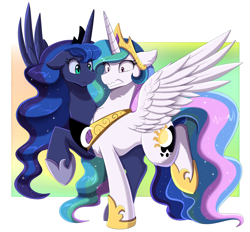 Size: 3509x3250 | Tagged: safe, artist:pridark, imported from derpibooru, princess celestia, princess luna, alicorn, pony, conjoined, conjoined royal sisters, fusion, gritted teeth, multiple heads, royal sisters, siblings, sisters, two heads, wat, we have become one