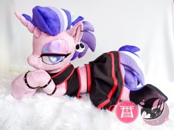 Size: 2000x1497 | Tagged: safe, artist:nerofledermaus, imported from derpibooru, starlight glimmer, alternate hairstyle, bedroom eyes, bracelet, clothes, irl, jewelry, photo, plushie, punk, skull, wingding eyes