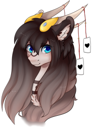 Size: 2125x2892 | Tagged: safe, artist:highrolleryt, imported from derpibooru, oc, oc only, pony, bust, chest fluff, ear fluff, heart, horns, simple background, smiling, solo, transparent background