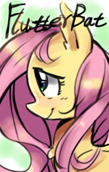 Size: 661x1039 | Tagged: safe, artist:felmya, imported from derpibooru, fluttershy, bat pony, pony, bat ponified, female, flutterbat, mare, race swap, smiling, solo