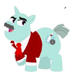 Size: 870x921 | Tagged: safe, artist:selenaede, edit, imported from derpibooru, kingpin, pony, unicorn, spoiler:comic, 1000 hours in ms paint, base used, clothes, elderly, fat, male, simple background, solo, white background