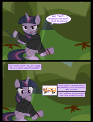 Size: 1042x1358 | Tagged: safe, artist:dendoctor, imported from derpibooru, mean twilight sparkle, twilight sparkle, alicorn, pony, comic:clone.., alternate universe, clone, clothes, comic, female, injured, pointy ponies, twilight sparkle (alicorn)