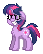 Size: 176x224 | Tagged: safe, imported from derpibooru, twilight sparkle, pony, unicorn, pony town, animated, blinking, chest fluff, floppy ears, g4, grin, simple background, smiling, solo, transparent background, twilight snapple, unicorn twilight