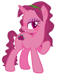 Size: 946x1230 | Tagged: safe, artist:raini-bases, artist:vernorexia, imported from derpibooru, oc, oc:raspberry torte, earth pony, pony, unicorn, bangs, base used, blushing, colored eyelashes, colored pupils, crossover, eyelashes, eyeshadow, female, g4, headband, makeup, mare, pink coat, pink hair, pink mane, raspberry torte (strawberry shortcake), sideview, simple background, solo, strawberry shortcake, strawberry shortcake berry in the big city, transparent background, wavy hair