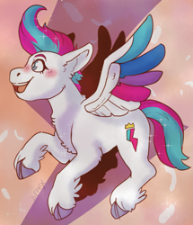 Size: 1547x1802 | Tagged: safe, artist:cinnamonsparx, imported from derpibooru, zipp storm, pegasus, pony, abstract background, cloven hooves, female, g5, mare, smiling, solo