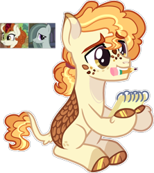 Size: 1838x2066 | Tagged: safe, artist:rickysocks, imported from derpibooru, autumn blaze, marble pie, hybrid, kirin, magical lesbian spawn, male, notepad, offspring, parent:autumn blaze, parent:marble pie, simple background, solo, transparent background