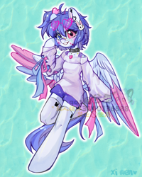 Size: 1160x1450 | Tagged: safe, artist:xi wen, imported from derpibooru, pegasus, semi-anthro, clothes, solo