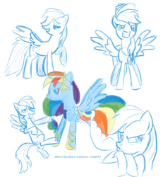 Size: 649x702 | Tagged: safe, artist:rlynn-art, imported from derpibooru, rainbow dash, pegasus, pony, bust, clothes, dress, female, gala dress, grin, grumpy, looking back, mare, raised hoof, simple background, sketch, sketch dump, smiling, spread wings, white background, wings