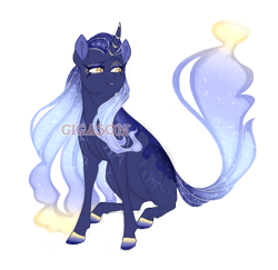 Size: 3800x3700 | Tagged: safe, artist:gigason, imported from derpibooru, oc, oc:thunder moon, pony, unicorn, ethereal mane, female, mare, obtrusive watermark, offspring, parent:princess luna, parent:thunderlane, simple background, solo, starry mane, transparent background, watermark