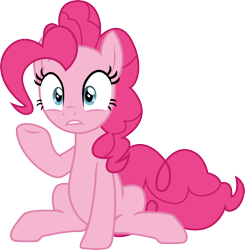 Size: 1942x1984 | Tagged: safe, artist:davidsfire, imported from derpibooru, pinkie pie, earth pony, pony, female, gritted teeth, hooves, mare, raised hoof, simple background, sitting, solo, transparent background, vector
