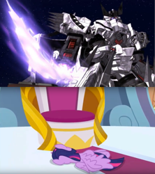 Size: 1920x2160 | Tagged: safe, edit, edited screencap, imported from derpibooru, screencap, twilight sparkle, alicorn, pony, season 9, the ending of the end, spoiler:s09, comparison, galvatron, master galvatron, sword, transformers, transformers cybertron, twilight sparkle (alicorn), weapon