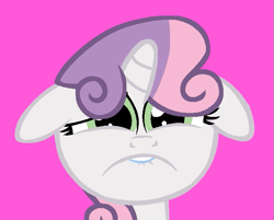 Size: 693x557 | Tagged: safe, artist:starsongandprincessskyla2006, sweetie belle, pony, unicorn, cute, diasweetes, female, filly, floppy ears, frown, g4, pink background, sad, sad fillies, simple background, solo, sweetiesad