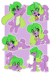 Size: 1240x1754 | Tagged: safe, artist:tolsticot, imported from derpibooru, spike, spike the regular dog, dog, equestria girls, collar, cute, eyes closed, loading, male, mouth hold, pillow, solo, spikabetes, spike the dog, tongue out