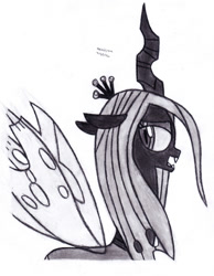 Size: 1024x1318 | Tagged: safe, artist:drchrisman, imported from derpibooru, queen chrysalis, canterlot wedding 10th anniversary, solo, traditional art