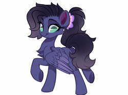 Size: 2700x2000 | Tagged: safe, artist:xvostik, imported from derpibooru, oc, oc only, oc:kennel nightshade, pegasus, pony, chest fluff, eyebrows, female, simple background, smiling, solo, white background