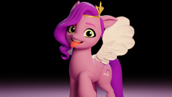 Size: 1280x720 | Tagged: safe, artist:skytail07, imported from derpibooru, pipp petals, pegasus, pony, 3d, blender, female, g5, gradient background, mare, solo, tongue out