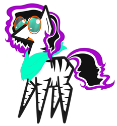 Size: 3312x3573 | Tagged: safe, artist:justapone, imported from derpibooru, oc, oc only, pony, zebra, bandana, big eyes, coat markings, colored, facial markings, female, glasses, mare, pointy ponies, saturated, simple background, solo, transparent background, zebra oc