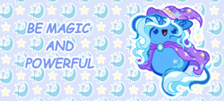 Size: 3000x1350 | Tagged: safe, artist:stainedglasslighthea, imported from derpibooru, trixie, pony, unicorn, :d, beady eyes, bean pony, chibi, cute, diatrixes, ear fluff, female, open mouth, open smile, potato pony, smiling, solo, wallpaper