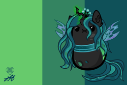 Size: 3000x2000 | Tagged: safe, artist:stainedglasslighthea, imported from derpibooru, queen chrysalis, changeling, changeling queen, :i, beady eyes, bean pony, cute, cutealis, female, potato pony, solo, wallpaper