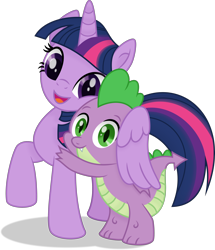 Size: 2908x3377 | Tagged: safe, artist:thatusualguy06, imported from derpibooru, spike, twilight sparkle, alicorn, dragon, pony, .svg available, cute, duo, female, full body, gameloft, high res, hug, male, mare, open mouth, open smile, simple background, smiling, spikabetes, spikelove, svg, transparent background, twiabetes, twilight sparkle (alicorn), vector, winged spike, winghug, wings