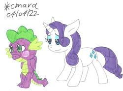 Size: 1102x816 | Tagged: safe, artist:cmara, imported from derpibooru, rarity, spike, female, male, shipping, sparity, straight