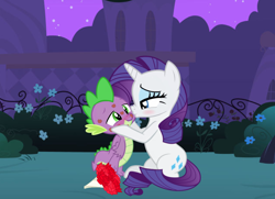 Size: 1024x740 | Tagged: safe, artist:shield-wing1996, imported from derpibooru, rarity, spike, dragon, female, kiss mark, kissing, lipstick, male, shipping, sparity, straight, winged spike, wings