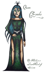 Size: 475x764 | Tagged: safe, artist:xlunarmoonlight, imported from derpibooru, queen chrysalis, human, belt, canterlot wedding 10th anniversary, choker, clothes, crown, dress, eyeshadow, female, humanized, jewelry, lipstick, makeup, nail polish, regalia, simple background, solo, transparent background