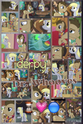 Size: 1200x1800 | Tagged: safe, artist:princessemerald7, imported from derpibooru, derpy hooves, doctor whooves, hayseed turnip truck, time turner, earth pony, pegasus, pony, season 5, slice of life (episode), collage, doctorderpy, female, male, mare, shipping, stallion, straight