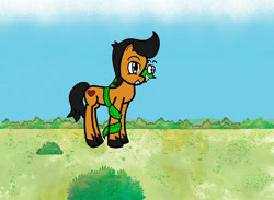 Size: 1024x751 | Tagged: safe, artist:christinekapsalaki, imported from derpibooru, earth pony, pony, snake, best friends, black hair, black mane, black tail, craig slithers, excited, eyebrows, field, g4, grin, male, ponified, sanjay and craig, sanjay patel, smiling, stallion, tail, unshorn fetlocks