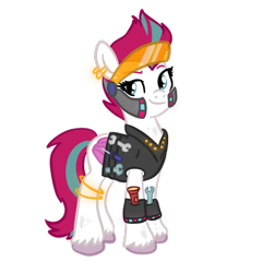 Size: 768x799 | Tagged: safe, artist:sjart117, imported from derpibooru, zipp storm, pegasus, pony, ask the mane 11, colored, cyberpunk, future queen, g5, mechanic, older sister, permission given, princess, royalty, screwdriver, simple background, smiling, solo, transparent background, wrench