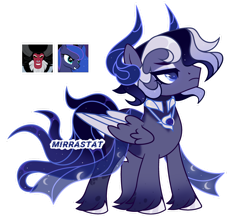 Size: 1280x1115 | Tagged: safe, artist:mirrastat, imported from derpibooru, lord tirek, princess luna, oc, alicorn, centaur, pegasus, pony, taur, base used, bedroom eyes, clothes, dress, female, interspecies offspring, jewelry, makeup, male, mare, necklace, offspring, parent:lord tirek, parent:princess luna, parents:tiluna, pegasus oc, simple background, smiling, stallion, transparent background, unshorn fetlocks, wings