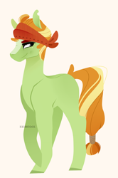 Size: 1826x2751 | Tagged: safe, artist:ryrxian, imported from derpibooru, oc, oc only, earth pony, pony, offspring, parent:applejack, parent:rockhoof, parents:rockjack, simple background, solo