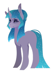 Size: 1353x1838 | Tagged: safe, artist:ryrxian, imported from derpibooru, oc, oc only, pony, unicorn, ethereal mane, horn, offspring, parent:princess luna, parent:stygian, parents:styuna, simple background, solo, starry mane, transparent background, unicorn oc