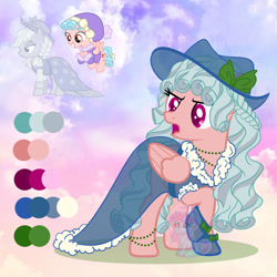 Size: 1280x1280 | Tagged: safe, artist:shiee-artopia223, imported from derpibooru, applejack, cozy glow, spirit of hearth's warming past, ghost, pony, undead, base used, clothes, dress, female, fusion, jewelry, looking back, mare, necklace, pearl necklace, socks