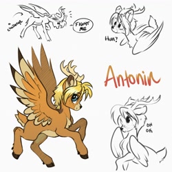 Size: 4096x4096 | Tagged: safe, artist:opalacorn, imported from derpibooru, oc, oc only, oc:antonin, deer, deer pony, original species, peryton, solo