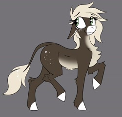 Size: 3536x3411 | Tagged: safe, artist:fenixdust, oc, oc only, earth pony, pony, chest fluff, female, gray background, looking back, mare, raised hoof, simple background, smiling